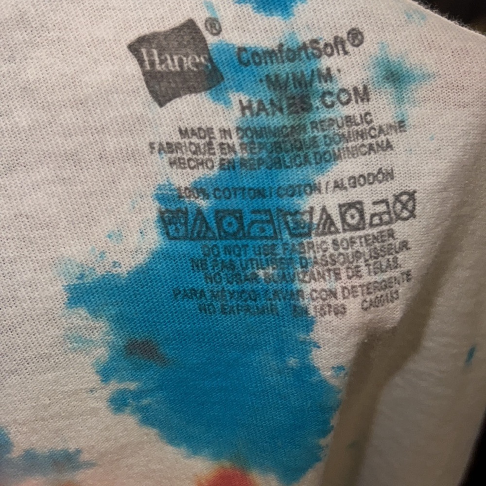 Hanes tie dye white shortsleeve t-shirt 100% Cotton dyed blue & red women’s M​​ - Picture 5 of 5